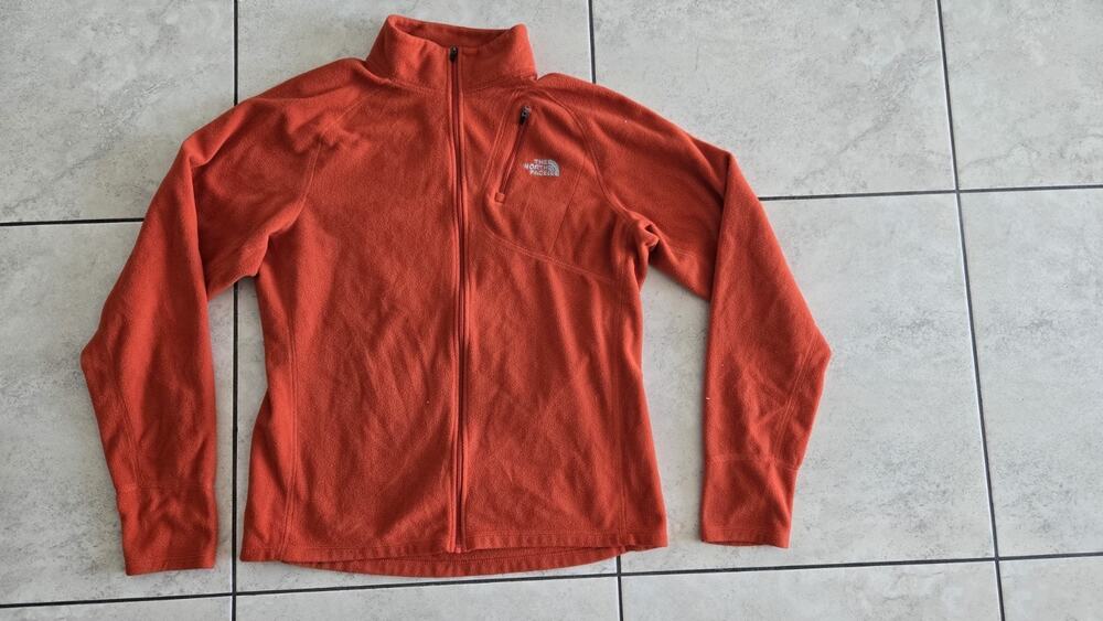 The North Face Men's m Orange Full-Zip Fleece Jacket Pockets